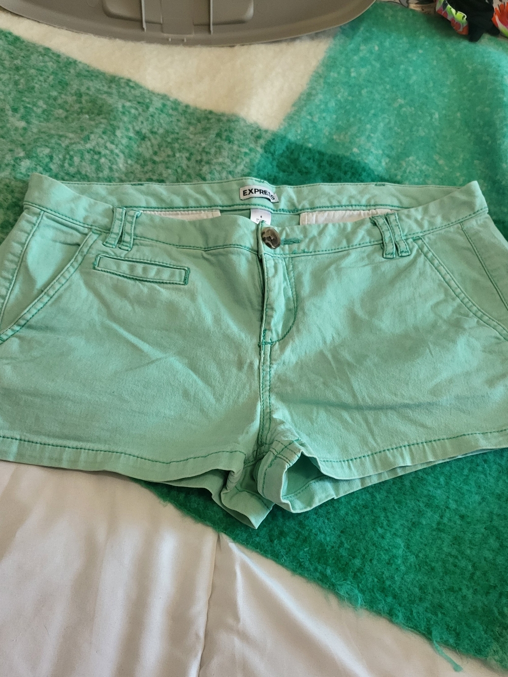 Express Women's Mint Green Casual Cotton Shorts
